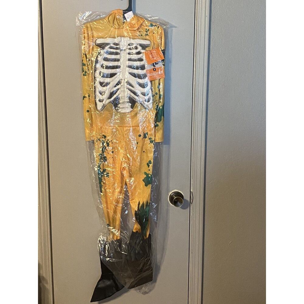 Hyde And Eek New Kids Size Small Glow In The Dark Biohazard Suit Jumpsuit Gloves
